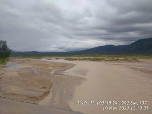 Banjir yang disebabkan oleh curah hujan tinggi di Desa Karanganyar, dekat konsesi PT. PGE Hulu Lais, Maret 2023